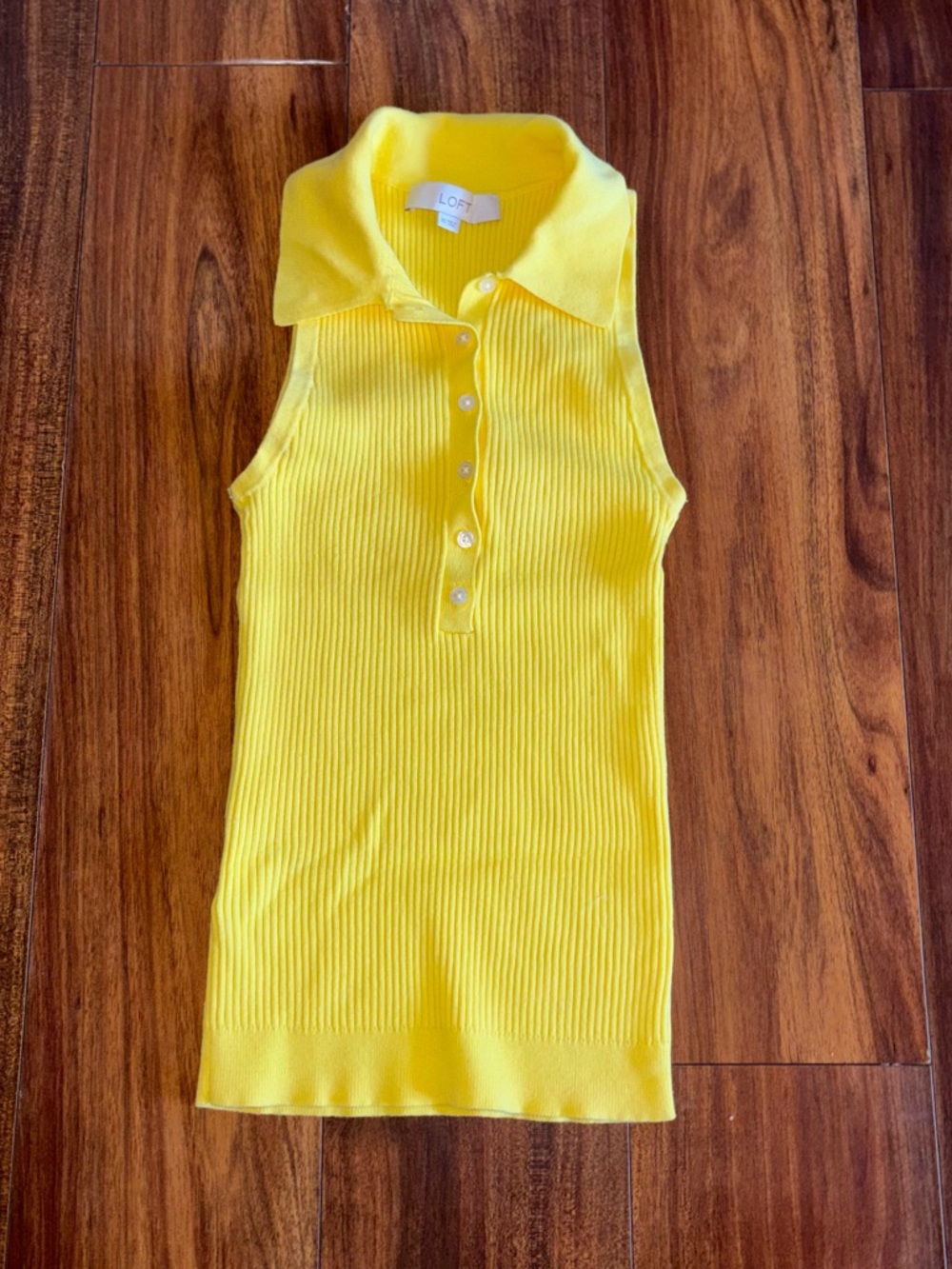 LOFT Bright Yellow Ribbed Polo Tank